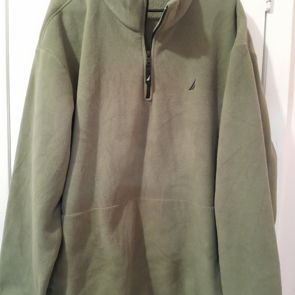 Nautica Dark Green LS Polar Fleece 1/4 Zipper Pullover Sweatshirt